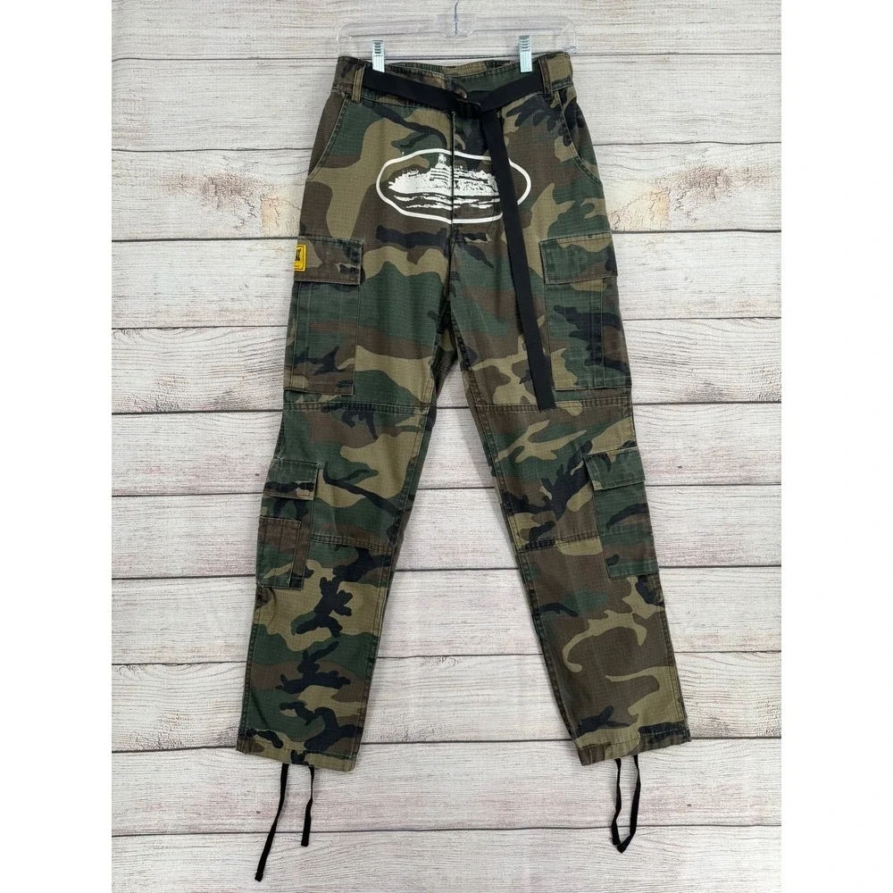 Corteiz Guerillaz Cargo Pants Mens XS Camo Ripstop Alcatraz‎ Graphic Streetwear